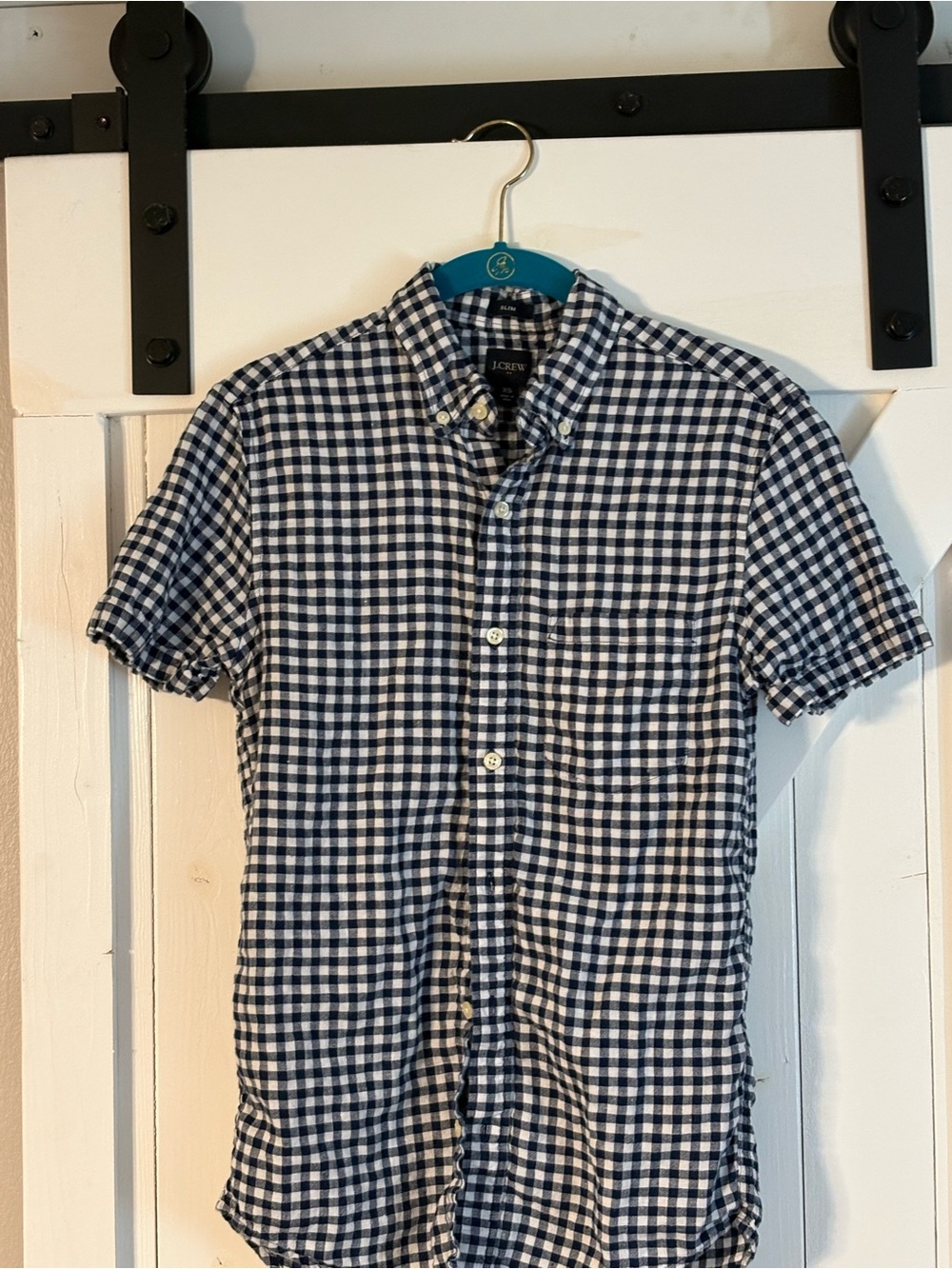 J. Crew Slim XS Slim gingham short sleeve button down